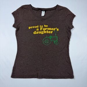 Vanity Proud to be a Farmers Daughter Graphic Tee Brown Heathered Medium USA